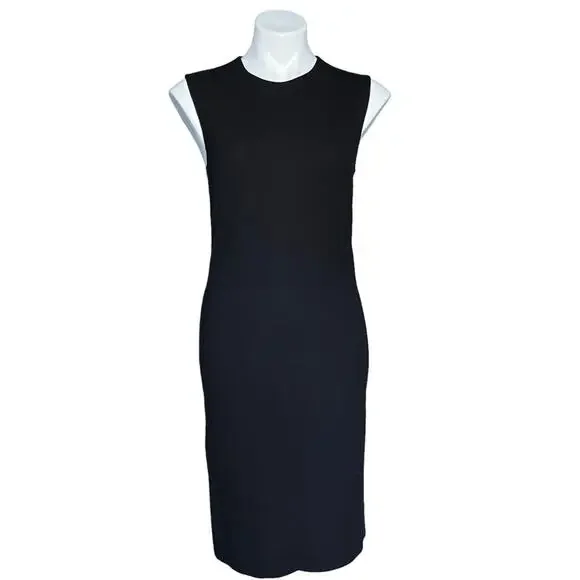 Vince black ribbed midi sleeveless sheath dress size medium - Picture 3 of 10